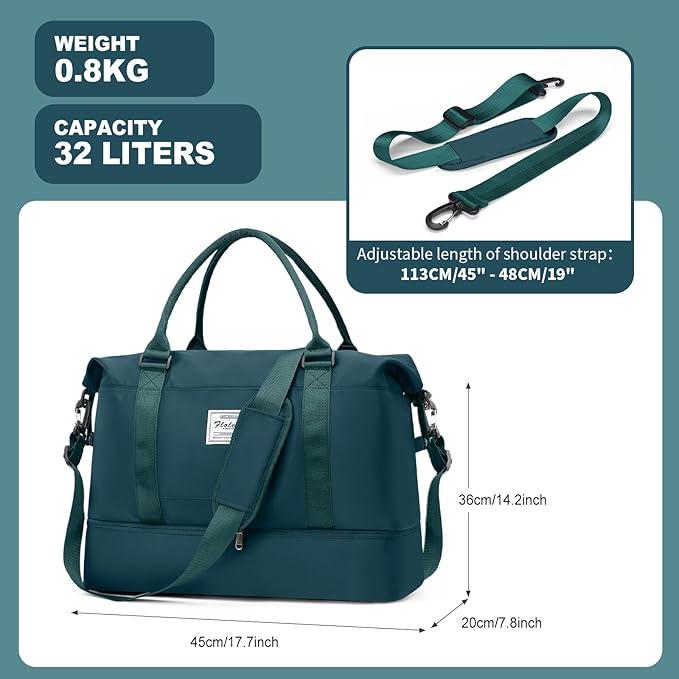 Travel Duffel Bag, Sports Tote Gym Bag, Shoulder Weekender Overnight Bag for Women