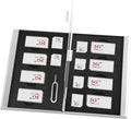 Aluminum SIM Card Case, 15Slots Ultrathin SIM Card Holder, Fit for 8 SIM Card, 6 Micro sim Card, and 1 Cell Phone Eject Pin Slots, Silver
