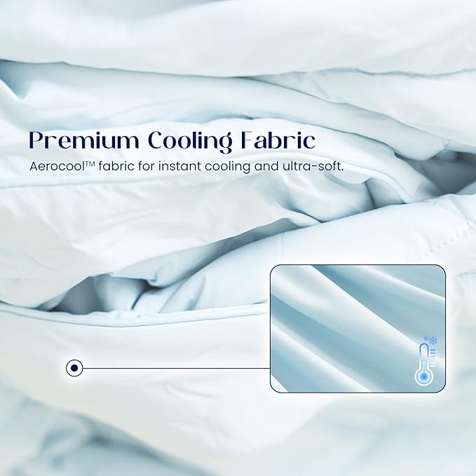 Dream Valley® Outlast® Deepsleep Cooling Comforter, King Size, NASA-Grade Space Technology Cooling Blanket for Hot Sleepers Night Sweats, Q-Max > 0.45 Aerocool™ Breathable, Mint Macaron, 106"x90"