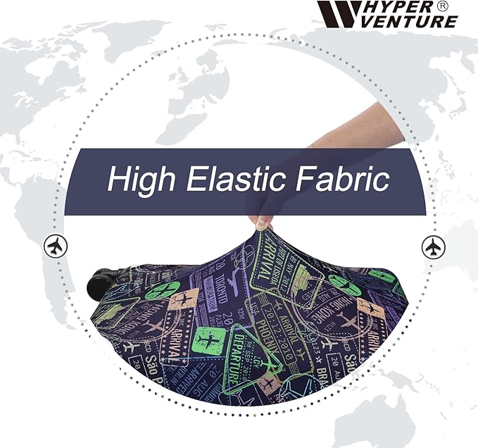 HYPER VENTURE Washable Luggage Cover - Fashion Suitcase Protector Fits 27-30 Inch Luggage (Urban Passport, L)