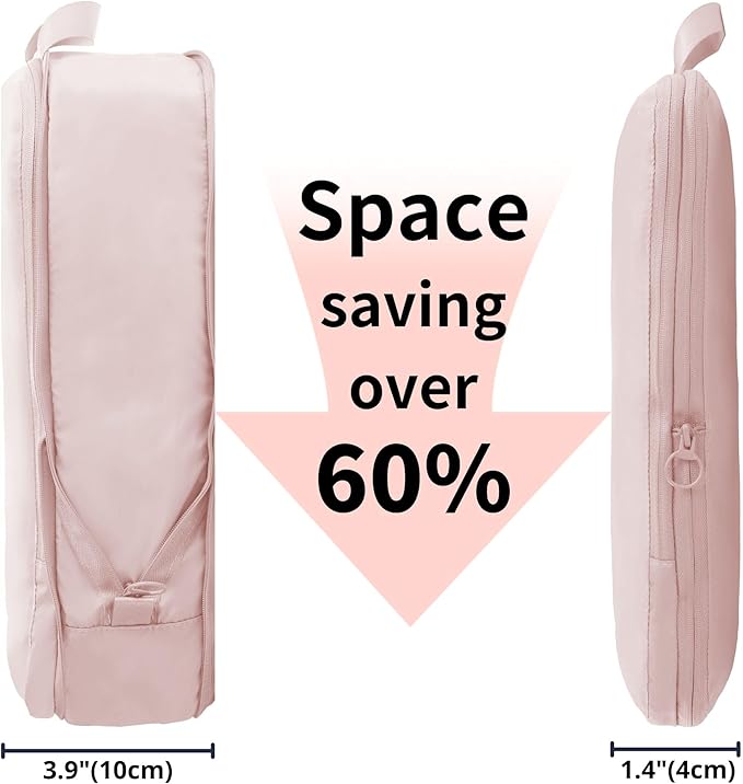 tianzong Compression Packing Cubes for Suitcases, Luggage Organizer Bags Set for Travel (Pink, 2 Pack Medium)