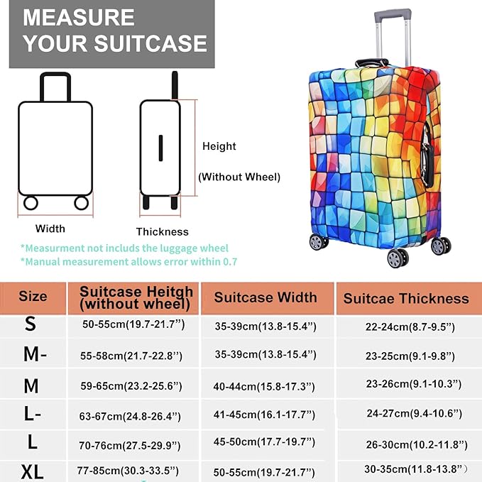 MosaiRudo Travel Luggage Covers For Suitcase Tsa Approved,Suitcase Cover Protector Fit 18-32 Inch Luggage Travel Accessories (T2488, M)