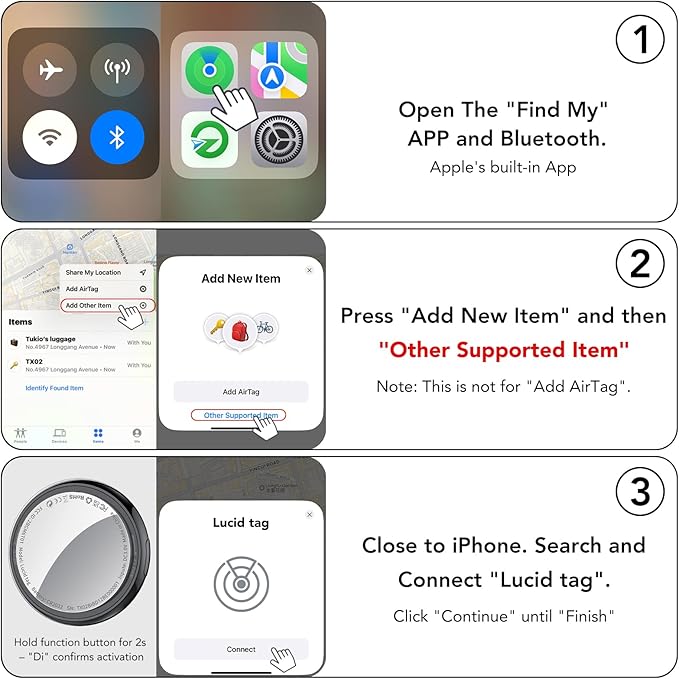 2025 New [Apple MFi Certified] (iOS Only) Air Tracker Tags-6 Pack, Bluetooth Tracker for Apple Find My, Replaceable Battery, Key Finder and Item Locator Smart Tag for Keys, Bags, Luggage, Pets, Black