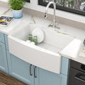 33 White Farm Sink - Fulorni 33"x21" Farmhouse Kitchen Sink Curved Apron Front Ceramic Porcelain Fireclay Single Bowl Farmer Style Basin