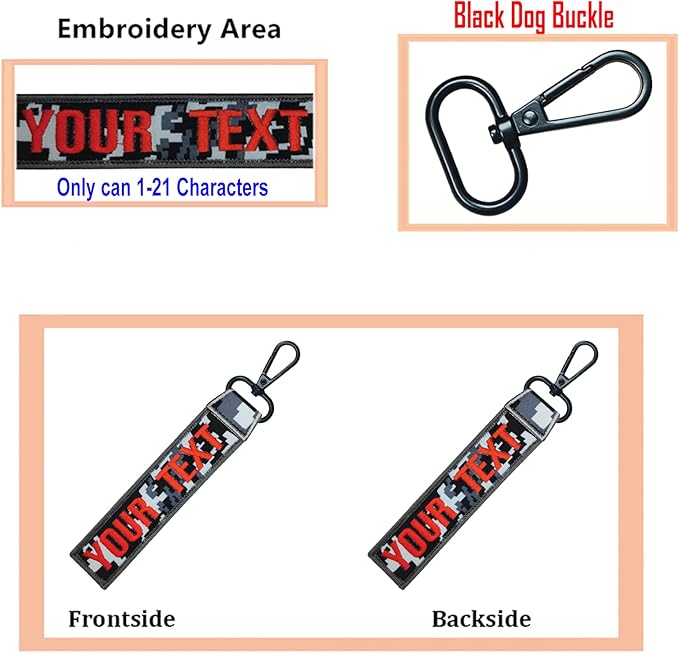 Custom Luggage Tags, Custom Personalized Luggage tag Name, Embroidery Key Ring Accessories for Car, Luggage, Crate,Gear