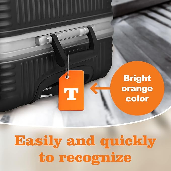 8 Pcs Luggage Tags for Suitcases, 26 Initial Letter Travel Luggage Baggage Identification Labels ID Tags Fully Bendable Tags with Stainless Steel Loop (Letter T, Colorful)