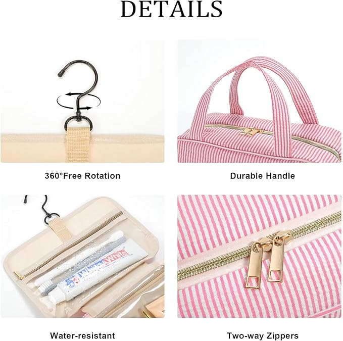 YOOLIFE Travel Toiletry Bag - Hanging Toiletry Bag for Women, Large Capacity Personalized Travel Toiletry Bag and Makeup Bag, Portable Travel Organizer - Letter C