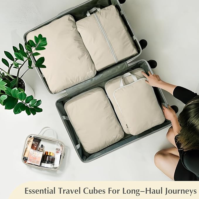Gonex Compression Packing Cubes, 3pcs/4pcs Expandable Storage Travel Luggage Bags Organizers