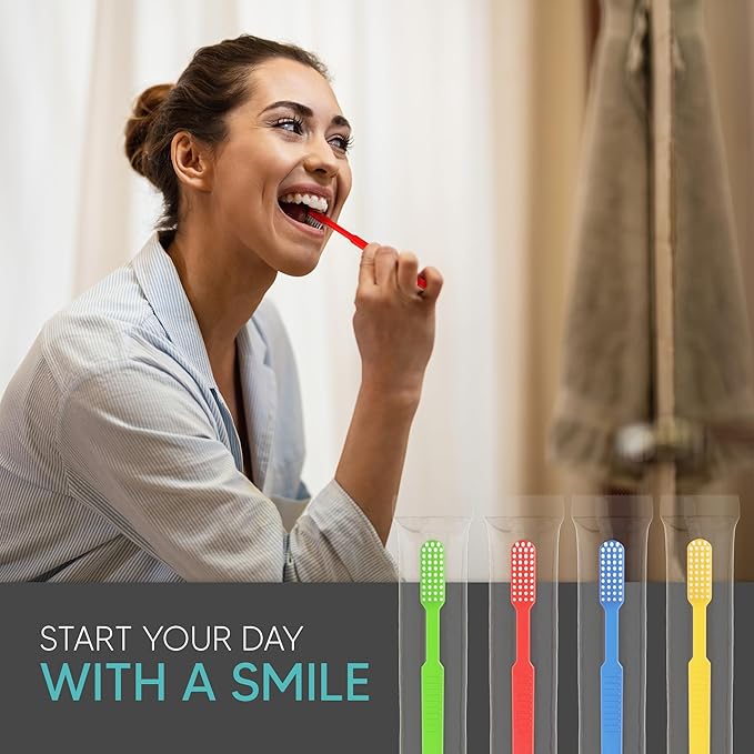 1000 Prepasted Toothbrushes Individually Wrapped - Disposable Toothbrushes with Toothpaste Built in - Single Use Waterless Tooth Brush with Soft Bristles for Hotel, Camping, Travel, Office