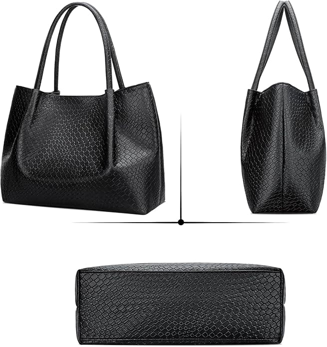 KKXIU Tote Bag for Women Vegan Leather Shoulder Purse Large Capacity Travel Bag