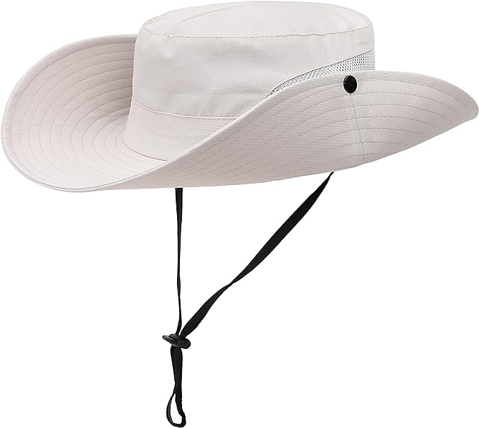 Womens Summer Sun Hat Beach Hat Wide Brim Outdoor UV Protection Hat Foldable Cool Mesh Ponytail Bucket Hat