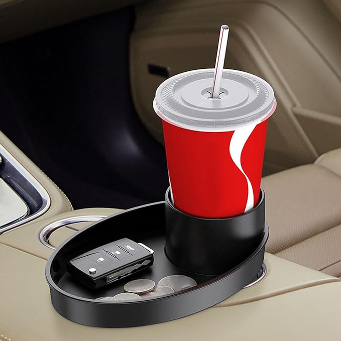 Snack Tray for Kids Car Seat with Secure and Sturdy Design, Versatile Usage, Compact and Portable Design, Easily Attachable, Cup Holder (Black)