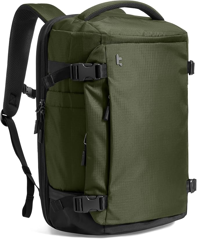 tomtoc Travel Backpack 40L, TSA Friendly Flight Approved Carry-on Luggage Hand Water-resistant Lightweight Business Rucksack, Durable Large Weekender Bag Daypack Fits 17.3 Inch Laptop