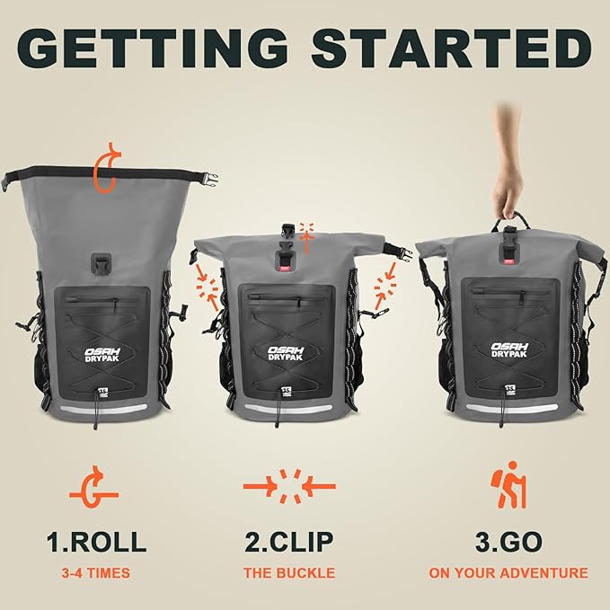 Waterproof Backpack Dry Bag 35L/55L/85L – Heavy Duty Roll-Top Hiking Backpack for Travel, Kayaking, Boating, Camping, Rafting and Fishing