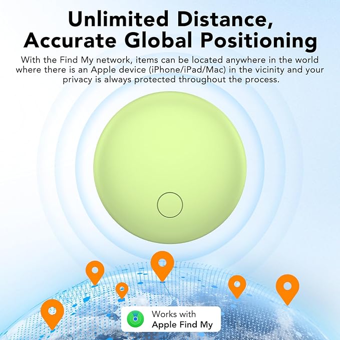 Air Tags Tracker 2-Pack, Item Finders Work for Apple Find My APP(iOS Only) Tracker Tags for Keys, Luggage, Backpack etc,Replaceable Battery, IP67 Waterproof with Holder Keychain,Sky Blue and Green