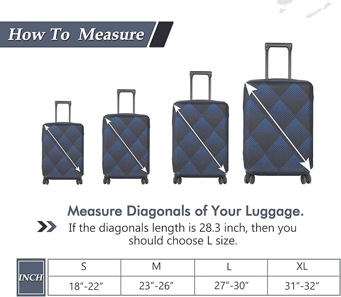 HYPER VENTURE Washable Luggage Cover - Fashion Suitcase Protector Fits 27-30 Inch Luggage (Blue Cube, L)