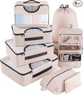 Veken 8 Set Packing Cubes, Travel Gifts for Women Mom, Carry on Suitcase Organizer Bags with Hanging Toiletry Bag and Large Laundry Bag, Travel Essentials Luggage Accessories for Cruise Ship