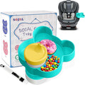 BlueOrigin Car Seat Snack Tray - Travel Tray for Kids Car Seat, Stroller, Booster and Anywhere with a Cup Holder, Toddler Road Trip Essentials Food Plate for Snacks, Toys, Entertainment (Teal)