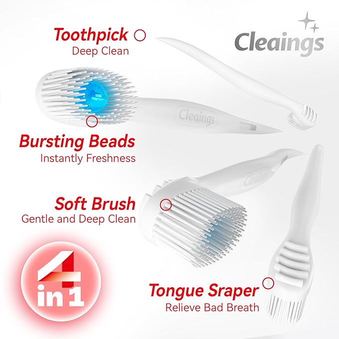 cleaings® Mini Disposable Toothbrush Set with Toothpaste – Travel Essentials, Portable Toothbrush for Women & Men, Camping, Road Trip, Vacation, 24 Count-Ice Strawberry Flavor（Pack of 1）
