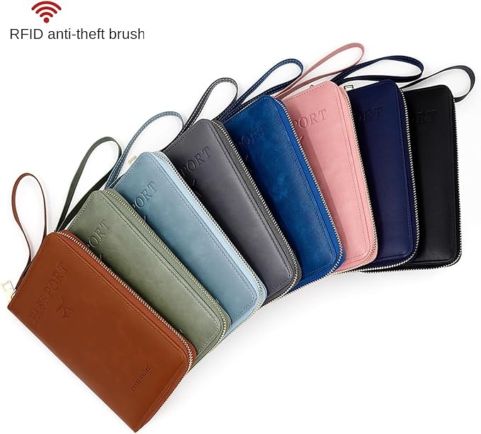 Rowgins Rfid Blocking Passport Holder Wallet, Rowgins Rfid Passport Holder with Zipper, PU Leather PassportHolder for Travel (SKY BLUE)