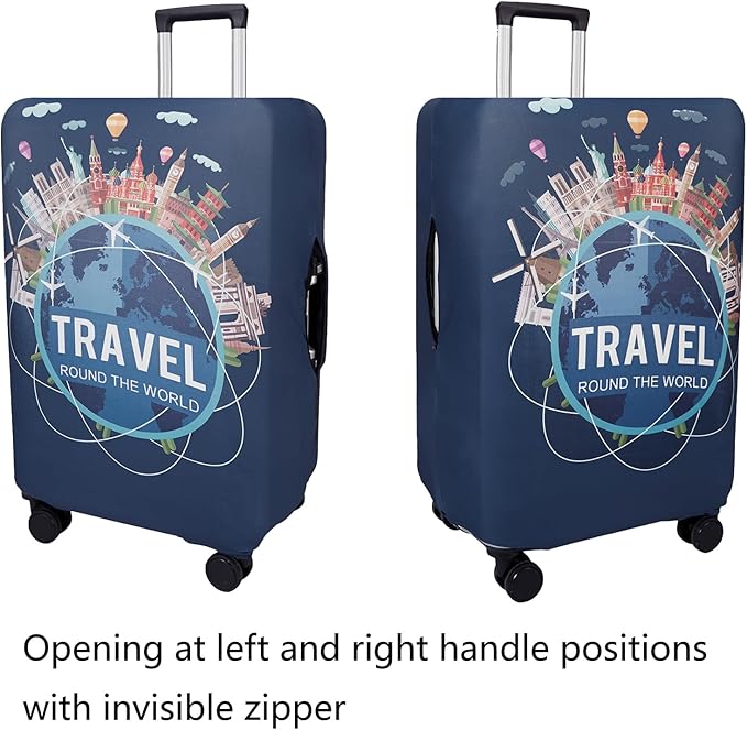 WUJIAONIAO Travel Luggage Cover Baggage Suitcase Cover Protector Skins 18-32 Inch (A9 TRAVEL, L (for 25-28 inch luggage))