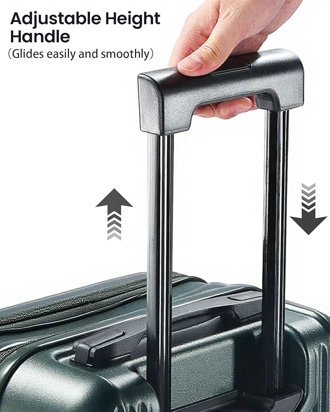 UrbanExplorer 20 Inch Carry-On Luggage with Front Opening, Cup Holder & USB Port, Lightweight ABS+PC Hardshell Spinner Suitcase, Airline Approved, 360° Wheels, White