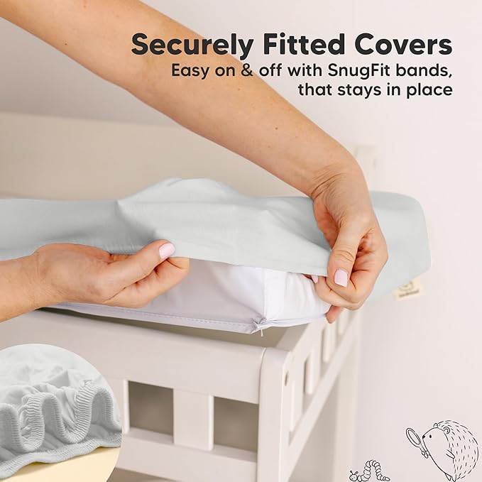 2-Pack Baby Changing Pad Covers for Girl, Boy,Neutral - Soft Viscose Derived from Bamboo Changing Table Pad Cover Sheets,Baby Nursery Diaper Changing Pad Cover,Contour Changing Pad Liner (French Gray)