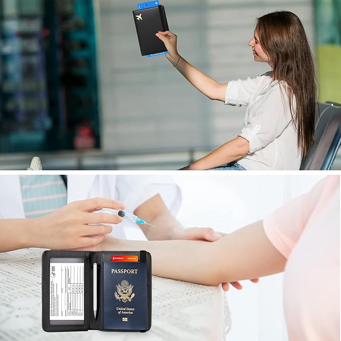 ZOPPEN Passport Holder Wallet, Passport Cover Travel Wallet Women Travel Essentials Accessories Document Organizer Travel Must Haves Rfid Blocking Cover Case for Women and Men, Black