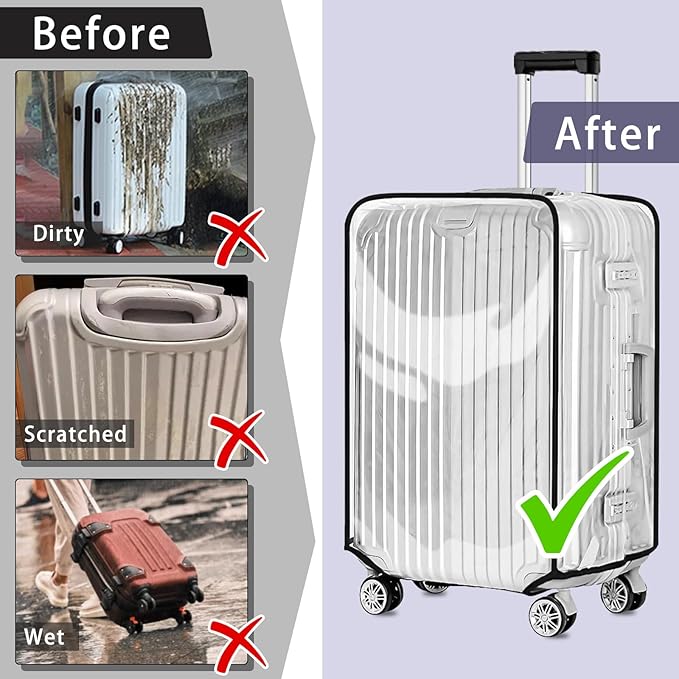 Yotako Clear PVC Suitcase Cover Protectors 28 Inch Luggage Cover for Wheeled Suitcase 28''