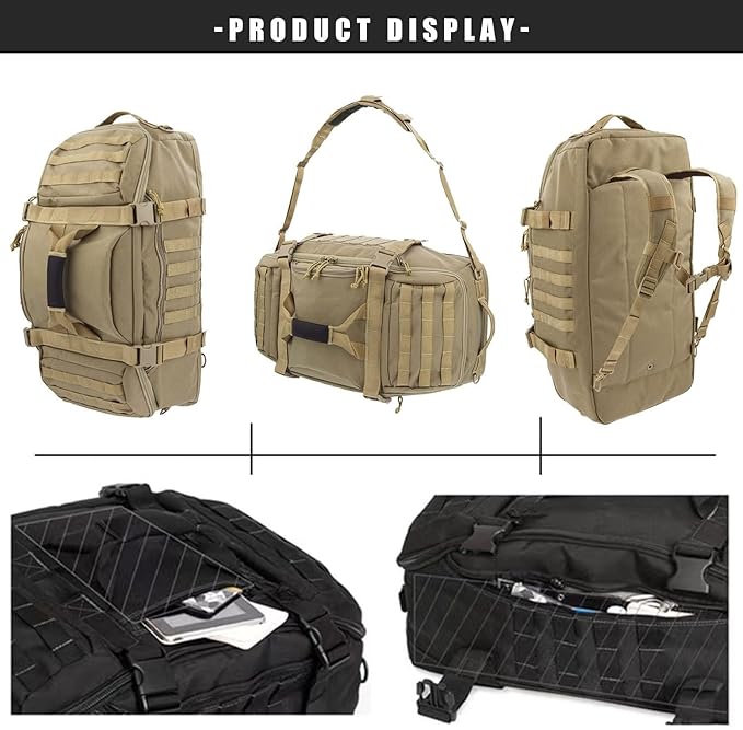 Gym Bag Duffle Bags Backpack - Travel Weekender Bag for Men Women Workout Bag for Military,Sports,Overnight,Basketball,Tactical,Football,Waterproof & Tear Resistant