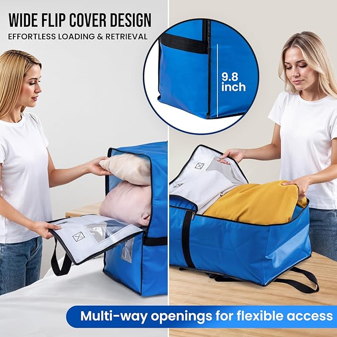 TAILI 4 Pack Blue Moving Bags w/Adjustable Backpack Straps, Moving Supplies, Moving Boxes Alternative, Heavy Duty Storage Totes for College Packing, Camping Backpack for Travel, Dorm, Laundry