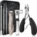 Toenail Clippers for Seniors Thick Toenails, Toe Nail Clippers Adult Thick Nails Long Handle, Heavy Duty Nail Clippers Kit 6Pcs Black
