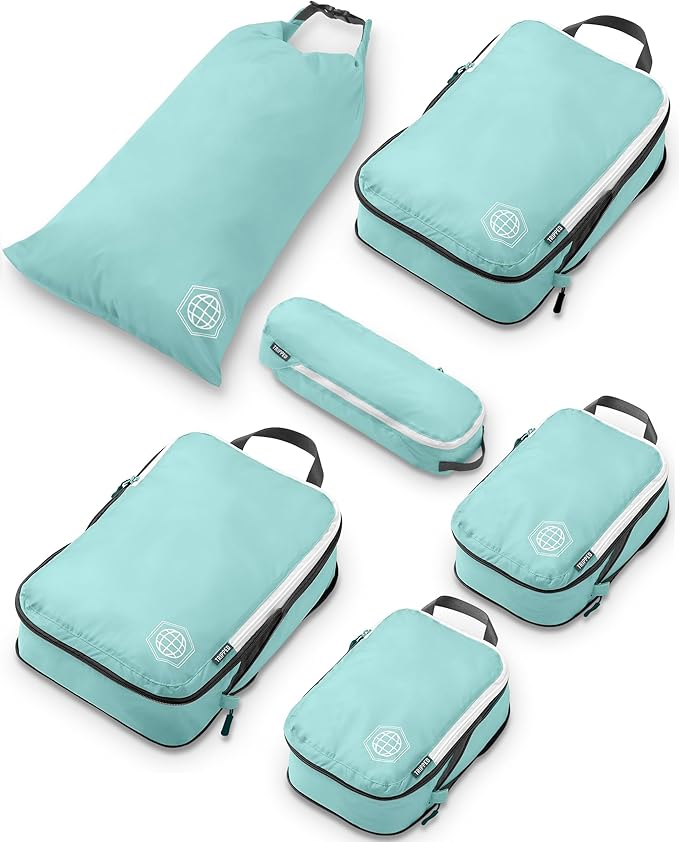 Compression Packing Cubes Set for Travel - Lightweight, Durable Clothes Organizer for Carry-On Luggage and Suitcases by TRIPPED Travel Gear