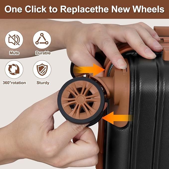 Romswi Expandable 20" Carry On Luggage,Hardshell Suitcase with Double Spinner Wheels for 20% More Space, Airline Approved Lightweight Hardside Luggage, Scratch-Resistant & YKK Zipper,Black