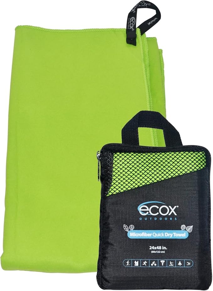 Outdoors Microfiber Towel Fast Drying Soft Feel Fast Action Drying for Gym Beach Outdoors Travel Yoga Camping Compact Size 1 Piece 24x48 in Green MFT1P24G