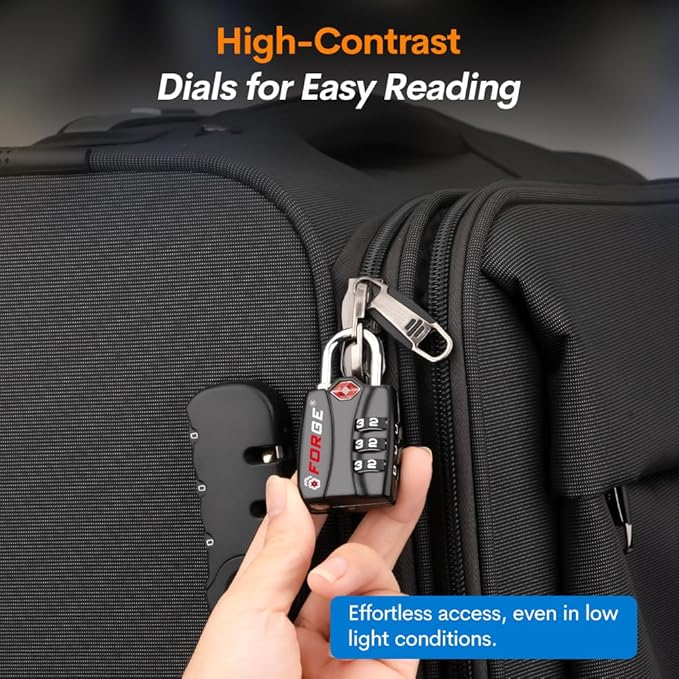 Forge TSA Approved Luggage Locks - Black 2 PK
