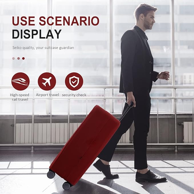 Travel Luggage Cover Suitcase Protector Scratch-Resistant Fit 19-31 Inch Suitcase, Not Included Suitcase (Claret, L(26-27 inch))