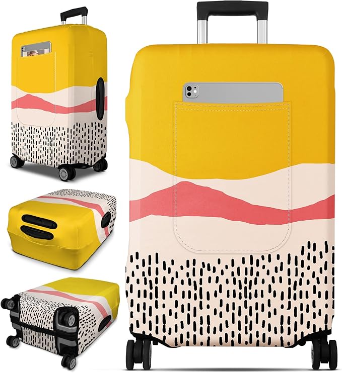 Slohif Luggage Cover for Suitcase Tsa Approved Protector - Luggage Sleeve Large Suit Case Cover Travel Stretch Baggage Case Protective Washable Fit 24-27 Inch Patchwork M