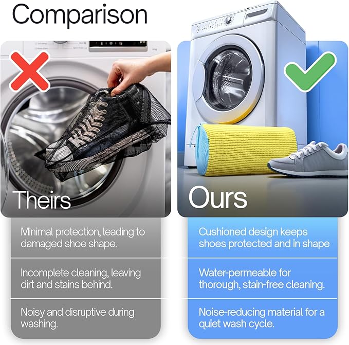 Shoe Washing Machine Bag Laundry Bags for Shoes Laundry Shoe Bag for Washer and Dryer Laundry Bag for Shoes Laundry Bags Mesh Wash Bags Sneaker Cleaner (2 Pcs Yellow)