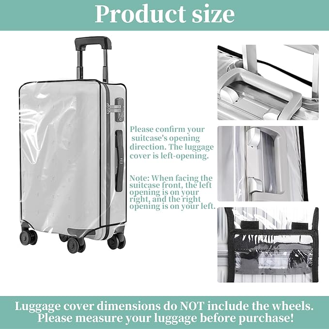 Clear PVC Luggage Cover, Waterproof Dustproof Anti-Scratch Suitcase Protector, Fits Wheeled Suitcases 18" 22" 24" 26" 28" 30" - Thicken Baggage Cover Case（26”）