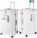feilario 30in Super Large Captain Aluminum Frame Hardside Spinner Wheels Luggage, Removable Wheels Zipperless Checked Suitcase with Cup Holder/Phone Holder