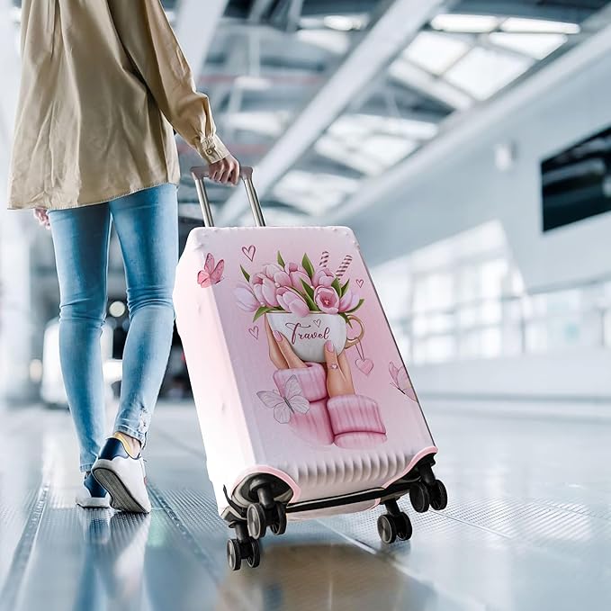 Travel Luggage Cover Suitcase Protector Fits 18-32 Inch Wheel Covers PatternedTravel Related Items Flower Luggage Protector Elastic S