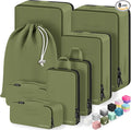 8 Set Compression Packing Cubes for Travel, Waterproof Luggage Organizers, Suitcase Organizer Set for Carry-On & Checked Baggage, Travel Accessories for Men & Women