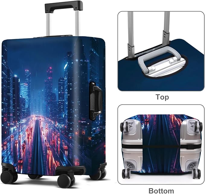 Luggage Cover Washable Suitcase Protector Anti-scratch Suitcase cover Fits 20-34 Inch Luggage (City Night, XL(32-34inch suitcase))