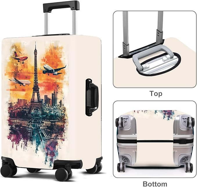 Luggage Cover Washable Suitcase Protector Anti-scratch Suitcase cover Fits 20-34 Inch Luggage (Tower-1, L(28-30inch suitcase))