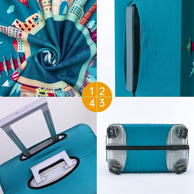 Travelkin Luggage Covers For Suitcase Tsa Approved,Suitcase Cover Protector Fit 18-32 Inch Luggage (Dreaming Blue, XL)