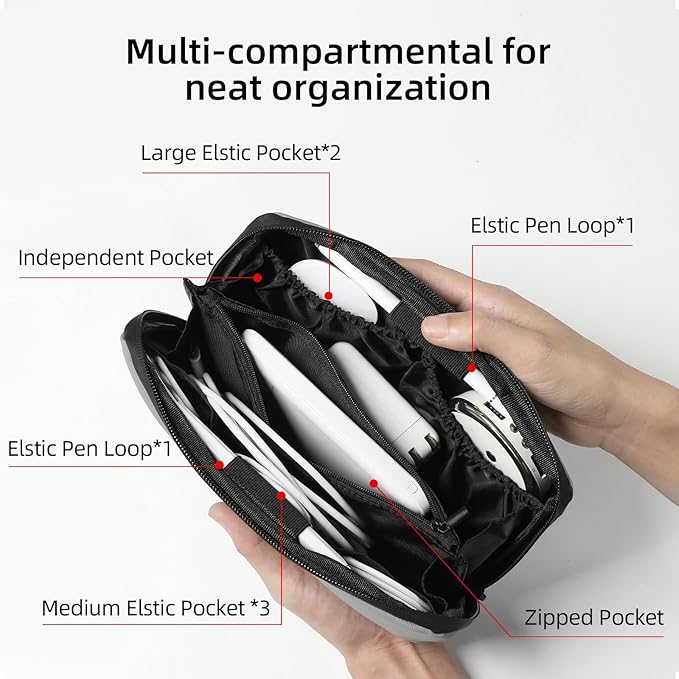 RIGHT AWAY Electronic Organizer,Waterproof Travel Accessories Storage, Tech Pouch for Cord, Power bank, Airpods, Daily Items