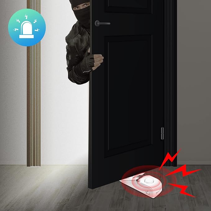 Door Stop Alarm, Door Stopper with 120DB Security Alarm, Floor Wedge Doorstop for Travel Apartment Home House (Pack of 3)