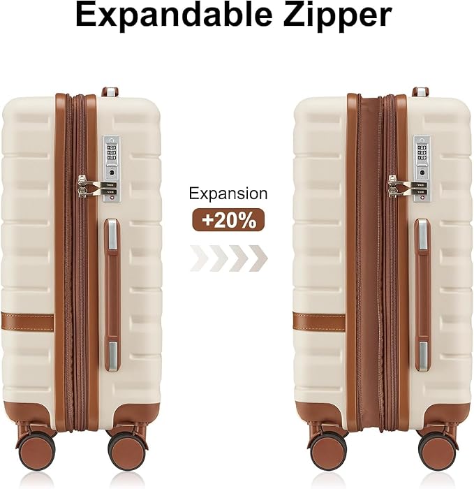 Carry On Luggage 3 Piece Lightweight Travel Luggage Set,22x14x9 Airline Approved,YKK Zippers Expandable Hard Shell Suitcase with Spinner Wheels TSA Lock (Black, 3 Piece Sets (20/DB/TB))
