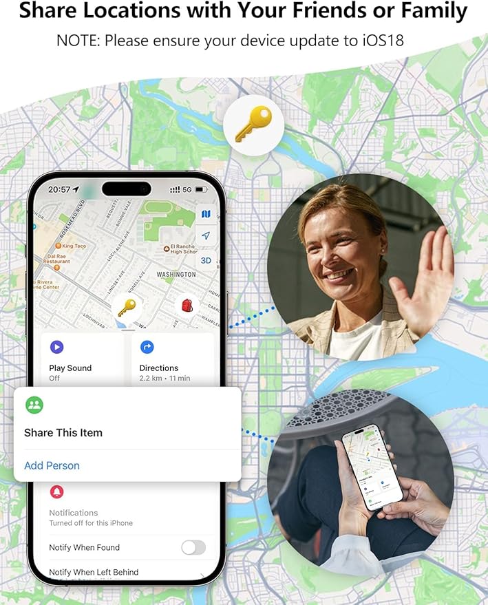 Tracker Tags, Item Finder Work with Apple Find My (iOS Only), Tracking Device Locator Smart Tag for Luggage, Keys, Wallet, Bike, Pets, Bags (Multi-Color, 4 Pack)